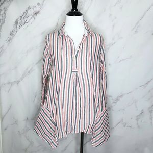 Anthro Isabella Sinclair Red Stripe Asymmetric Top